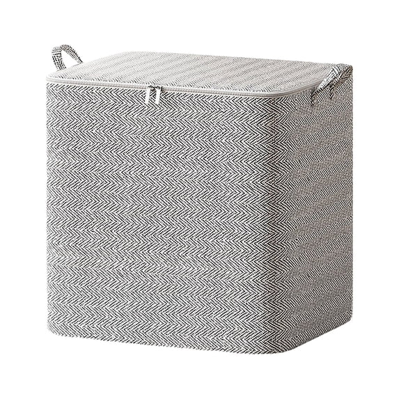 Closet Storage Bins Light Gray Wave Texture Fabric Storage Bin White Zipper Top, Home Closet Underbed Storage, Clothes Organizer