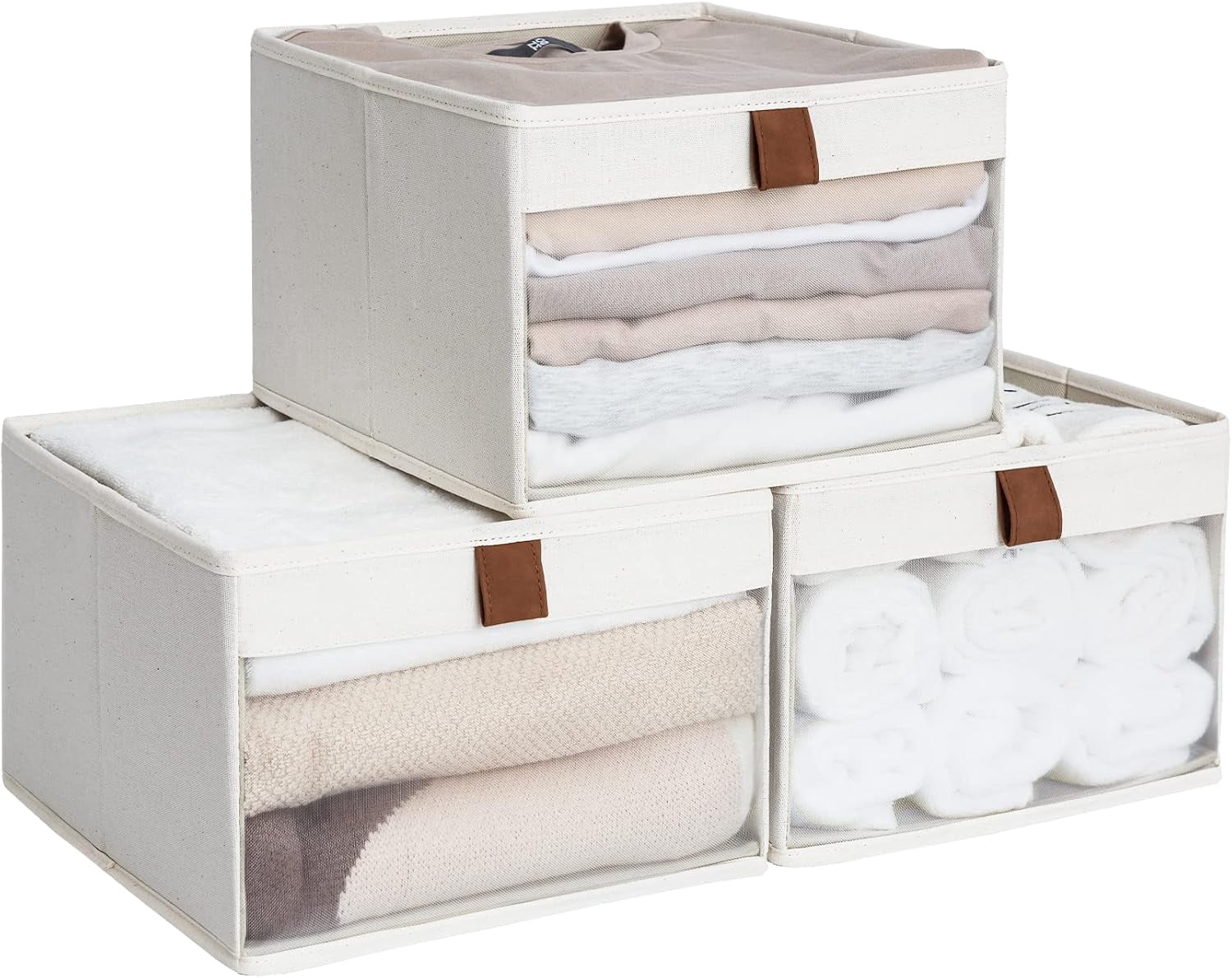 Closet Storage Bins, Storage Baskets with Clear Window and Handles ...