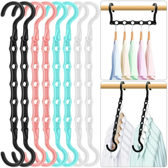 Closet Storage Hangers, 5-Tier Cascading Organizer for Heavy Clothes, Sturdy Magic Hangers for Winter Jackets Shirts, College Dorm Room Essentials8 Pack Multicolor