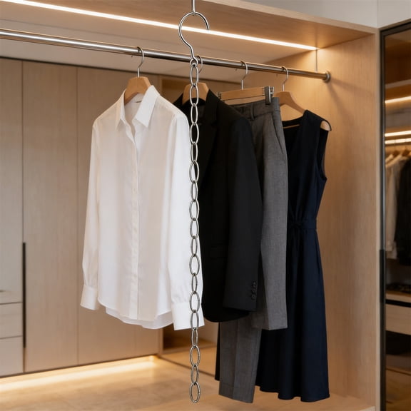 Closet Storage Hanging Chain, Multi-Link Organizer for Scarves, Belts, Hats & Closet Clutter Solution