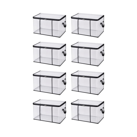 Closet Storage Organizer, Bedding Storage Bag for Oversized Quilts and Seasonal Clothing, Sturdy Portable Luggage Tote for Moving and Travel, Clear Stackable Storage Box for