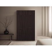 Closet Storage Set 4-Piece 78.7"H with Upper Extension Unit, Seven Doors - Dark Walnut