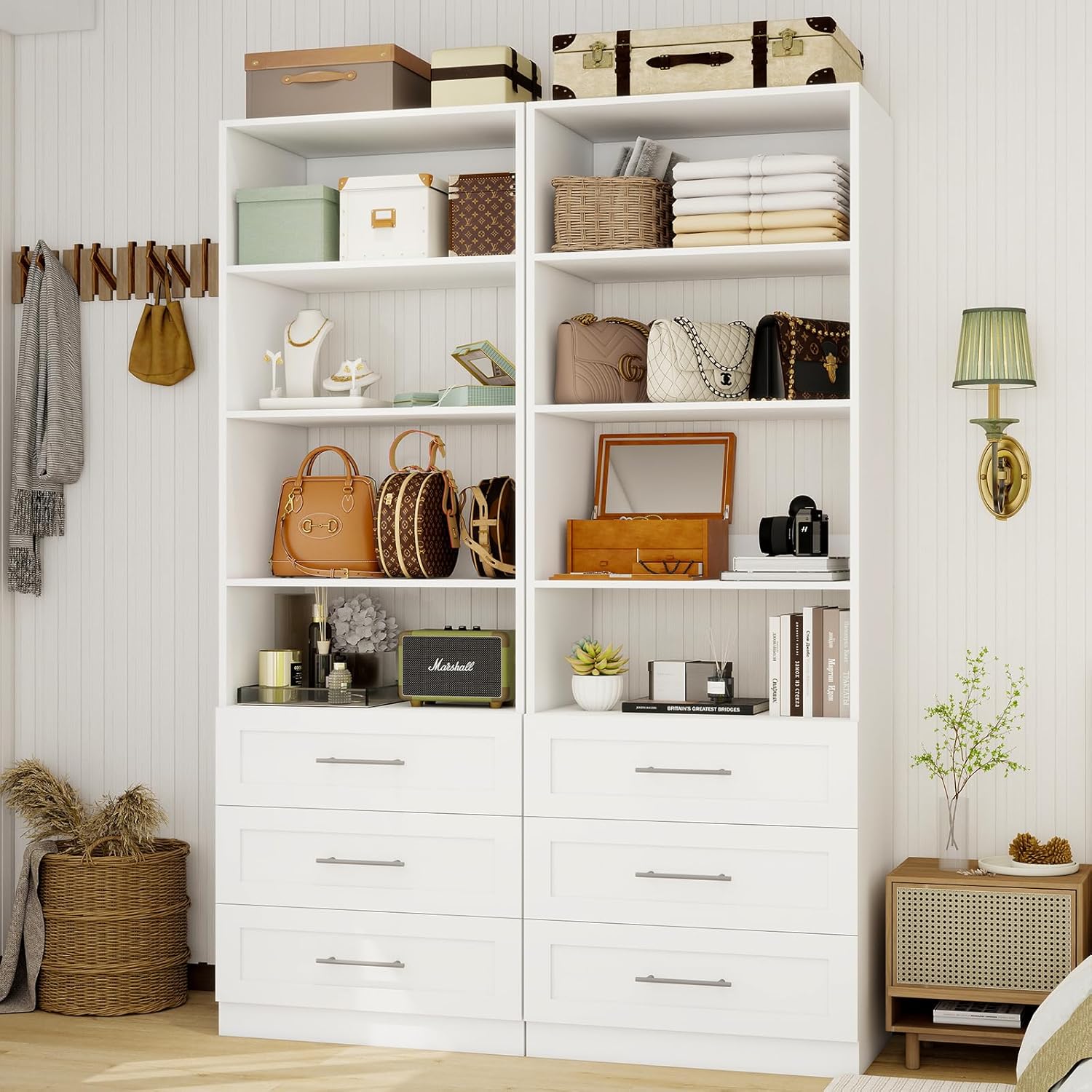 Picture Idea: Closet System With 3 Drawers 4 Shelves Wood Closet Organizer