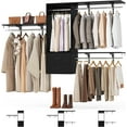 thumbnail image 1 of Closet System, 4-8ft Wood Closet Organizer System with 2 Wooden Drawers, Walk-in Wardrobe Clothes Rack with 4 Hanging Rods, Adjustable Heavy Duty Garment Rack,Black, 1 of 14