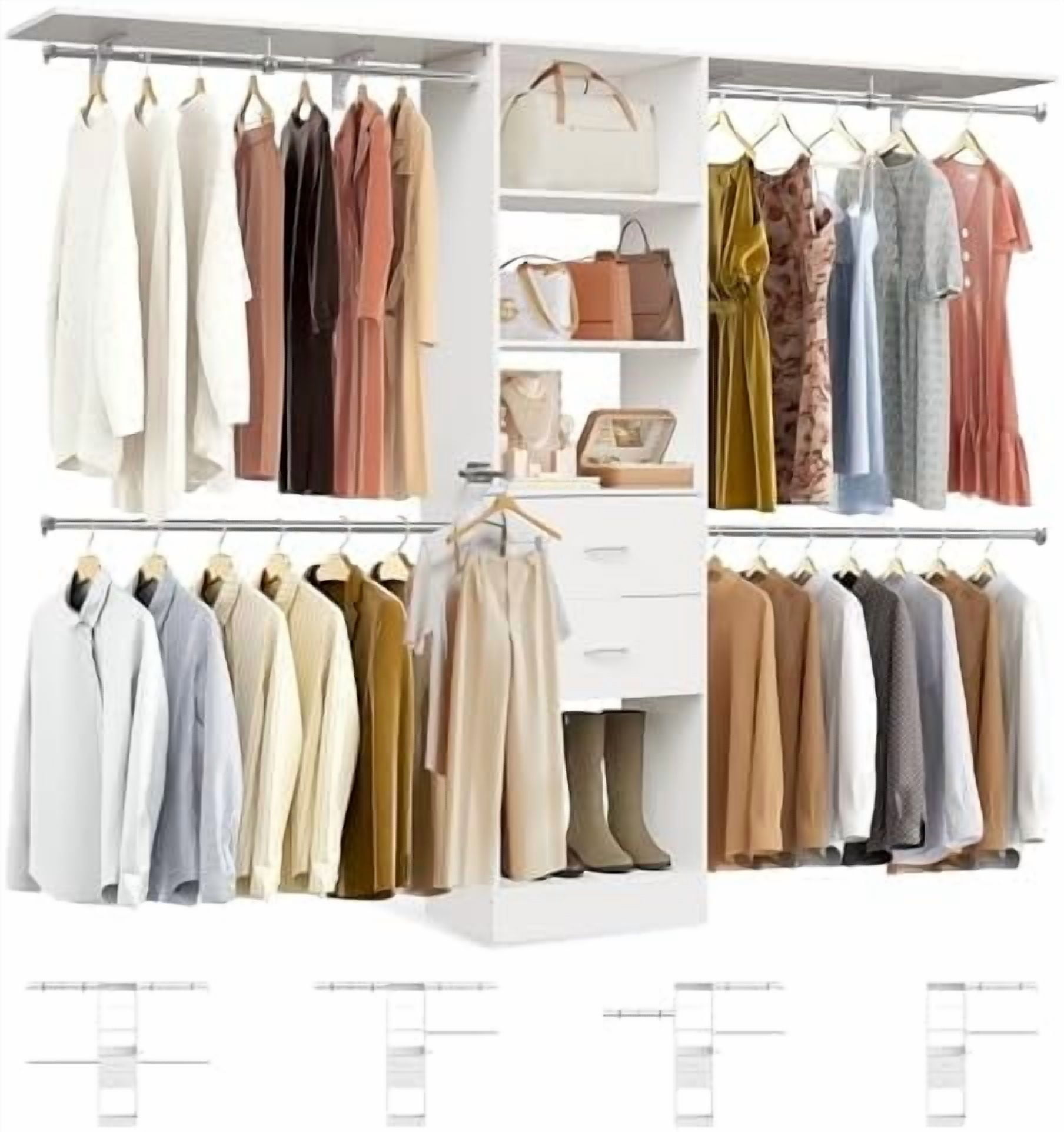 Closet System, 6-9FT Walk-in Closet Organizer System with 2 Wooden ...