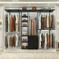 thumbnail image 1 of Closet System with Drawers, Closet Organizer System Storage with Shelves, 96'' Walk-in Closet with 5 Hanging Rods, Heavy Duty Wall Mounted Clothes Wardrobe Garment Rack, Metal Frame,, 1 of 8