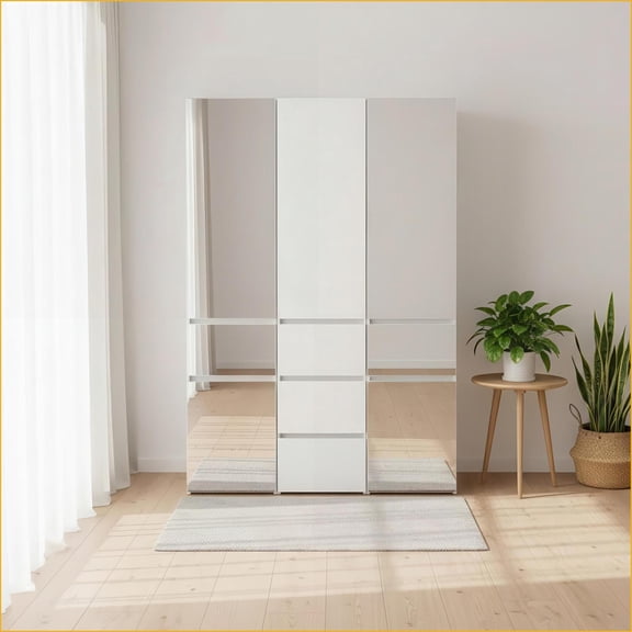 Closet System | Elise Modular Wood with Mirror | White