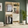thumbnail image 1 of Closet System Set of 2 - iSunirm 50'' Closet Organizer System Set, Freestanding Closet Organizer with Drawers & Hanging Rods, Heavy Duty Wood Walk in Closet Tower, 50"W x 16"D x 80"H, White Oak, 1 of 7