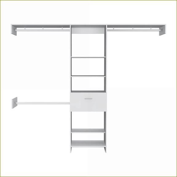Closet Systems Traditional British Style with 5 Shelves, Drawer & Rod | 61in Top | Particle Board | Black
