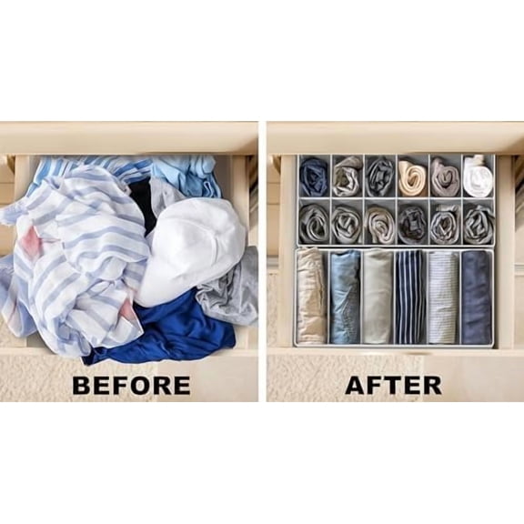 Closet Underwear Organizer Drawer Divider Assorted 7 Pieces, Gray