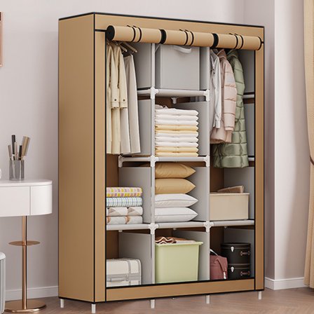 Closet Wardrobe, Portable Closet for Bedroom, Clothes Rail with Non-Woven Fabric Cover, Clothes Storage Organizer, 51 x 17.7 x 67 Inches, 8 Compartments,Multifunctional Cloth Closet Home Bedroom