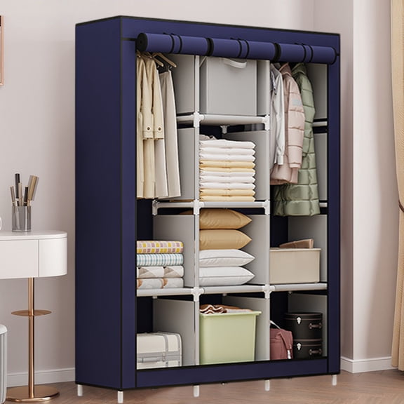 Closet Wardrobe, Portable Closet for Bedroom, Clothes Rail with Non-Woven Fabric Cover, Clothes Storage Organizer, 51 x 17.7 x 67 Inches, 8 Compartments,Multifunctional Cloth Closet Home Bedroom