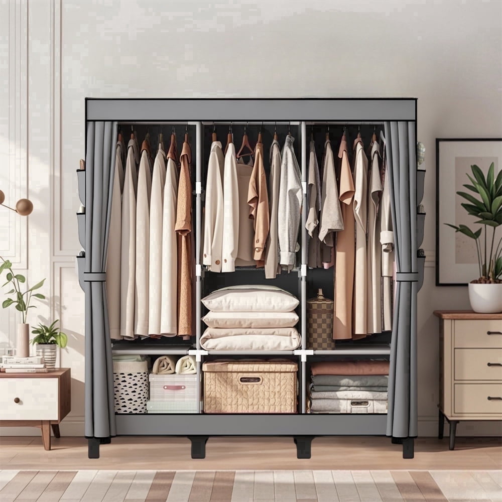 Closet Wardrobe, Portable Closet for Bedroom, Strong and Sturdy Gris ...