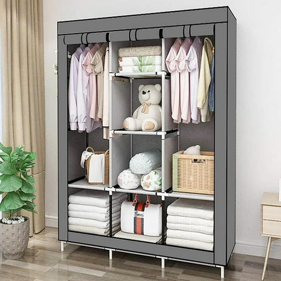 Closet Wardrobe, Portable Closet for Bedroom, Clothes Rail with Non-Woven Fabric Cover, Clothes Storage Organizer