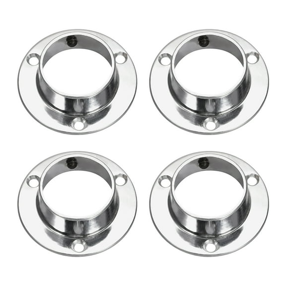Uxcell Closet Wardrobe Rod Flange 1.26inch Dia Socket Bracket Support Holder Iron Silver Tone 4 Pcs