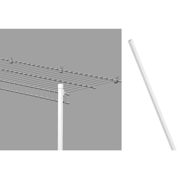 ClosetMaid Wire Closet Shelf Support Pole - Hanging Steel Organizer - 1 Piece, 84", White Home & Garage Storage, Stackable Design