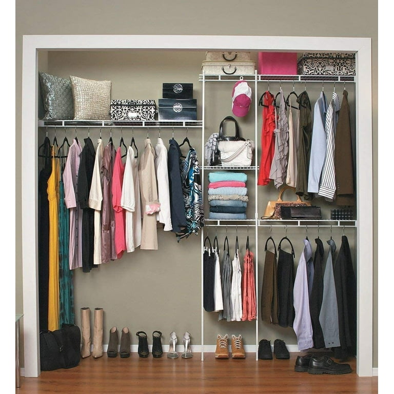 ClosetMaid 1608 Closet Organizer Kit with Shoe Shelf, 5-Foot to 8-Foot,  White