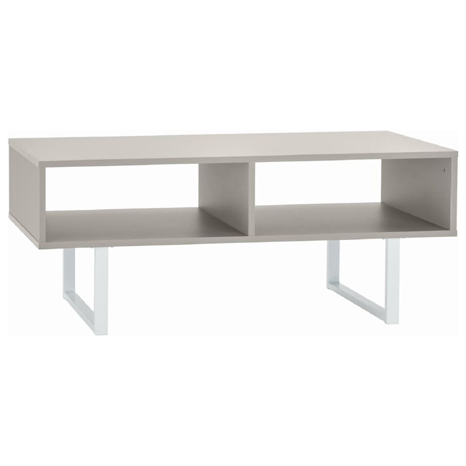 Modern Taupe Wood & Metal Coffee Table with Storage