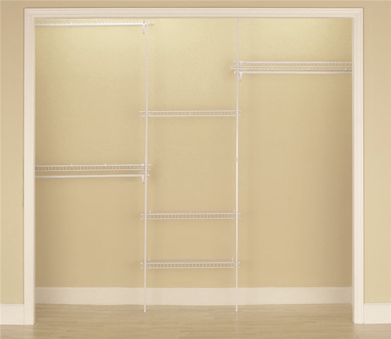 White Adjustable Steel Wall-Mounted Closet Organizer Kit