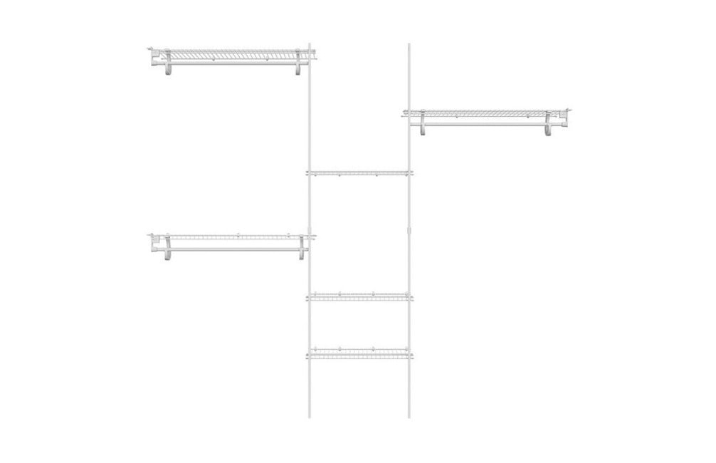 White Adjustable Steel Wall-Mounted Closet Organizer Kit