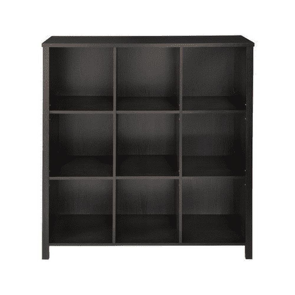 Adjustable Black Walnut 9-Cube Organizer with Doors