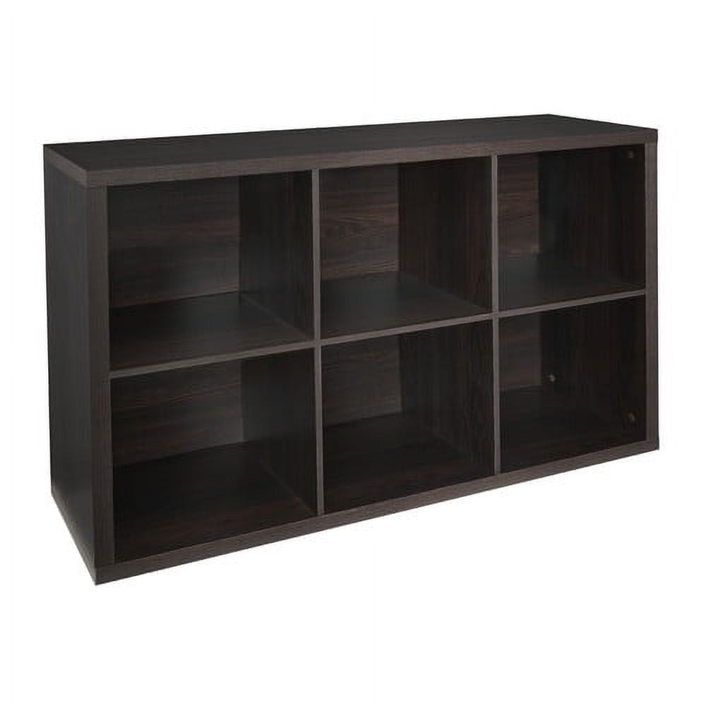 Black Walnut 6-Cube Stackable Wood Storage Organizer