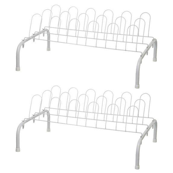ClosetMaid Lightweight 9 Pair Freestanding Shoe Rack Organizer, White, 2 Pk