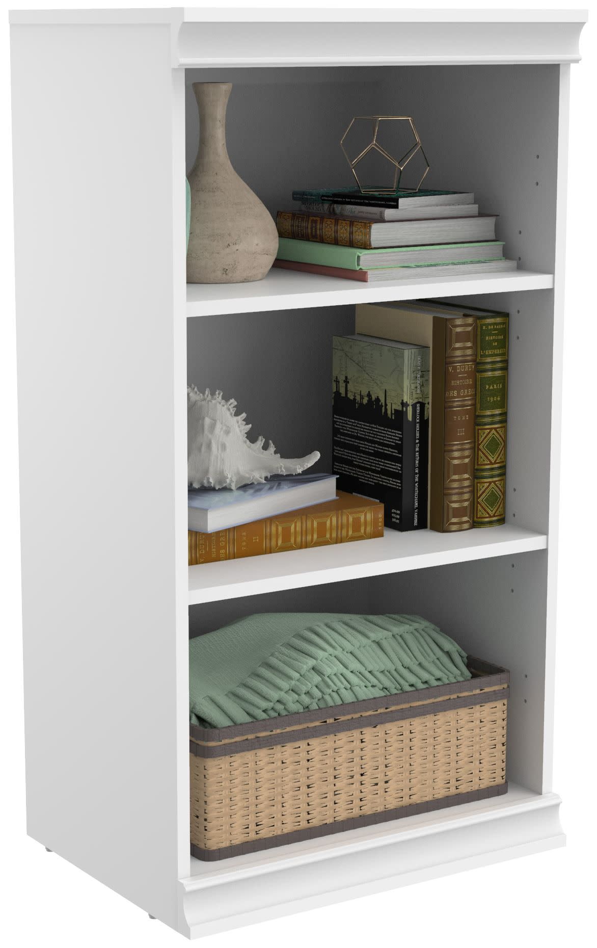 White Adjustable Wood Stackable Kids Shelf Unit
