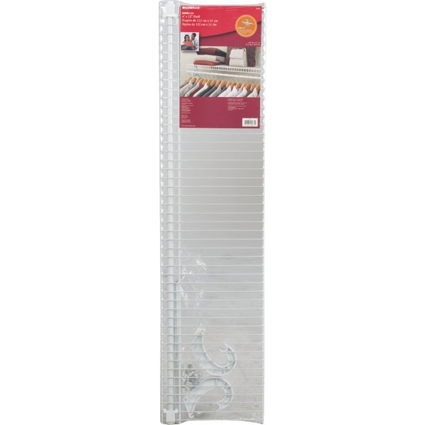 White Metal Wire Shelf Kit with Closet Rod, 48W x 12D x 6H