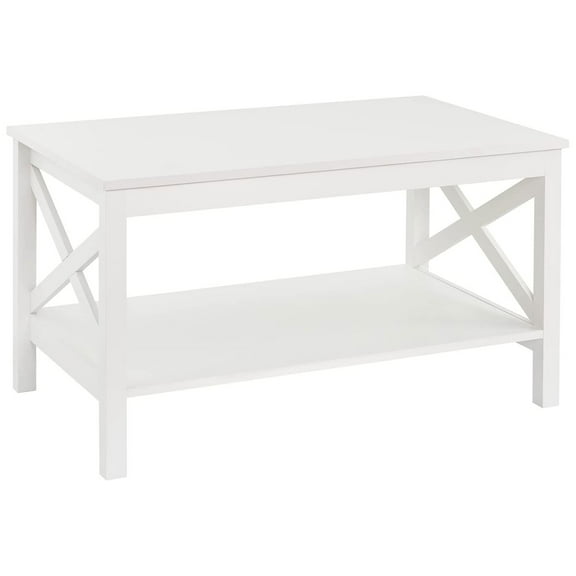ClosetMaid X Frame Living Room Accent Coffee Table with Shelf, White