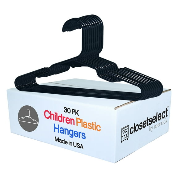 Closetselect Children's Hanger for Any Clothing Type, Black 30 Count