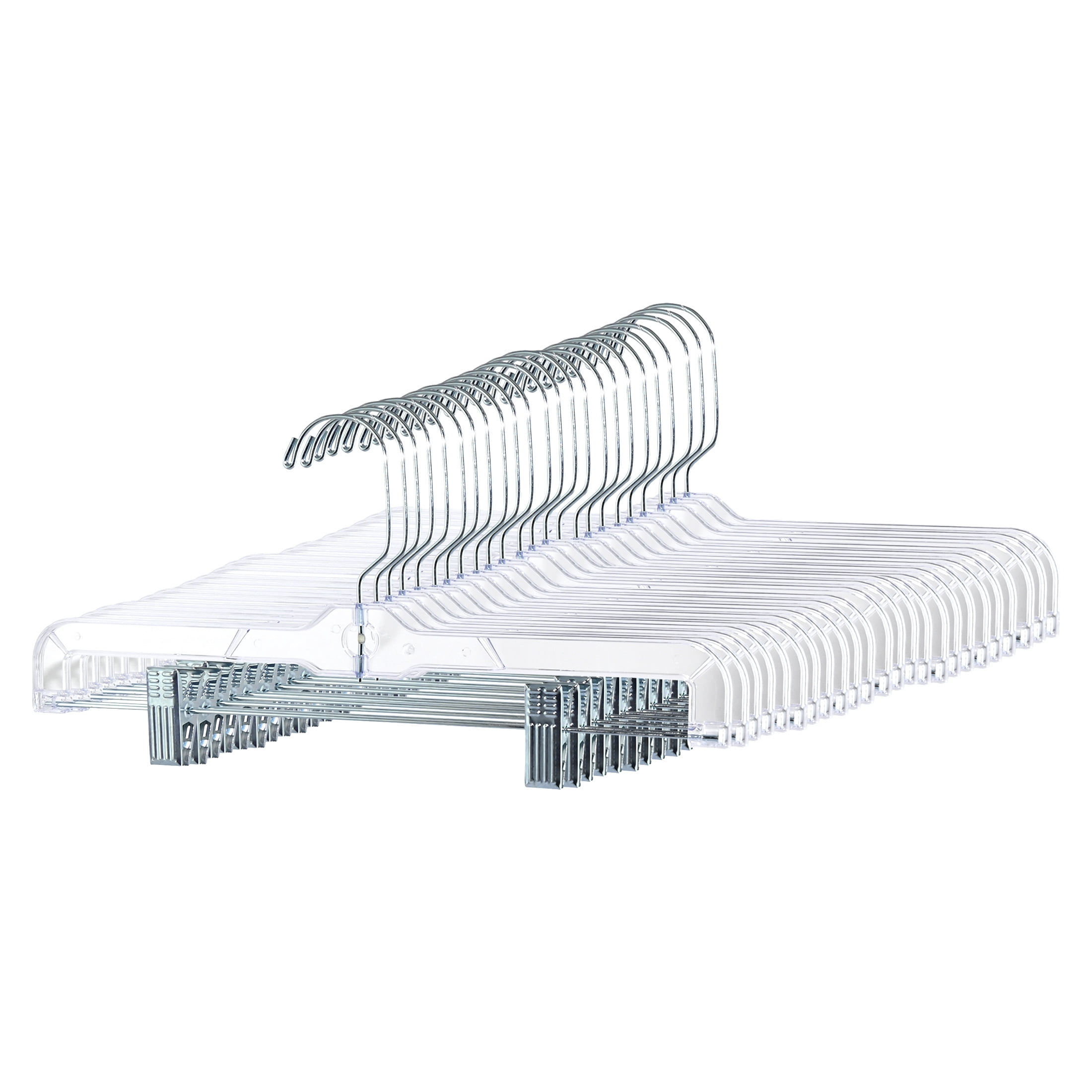 ClosetSelect Crystal Skirt/Slack Hanger for Any Clothing Type, Clear 24 Count