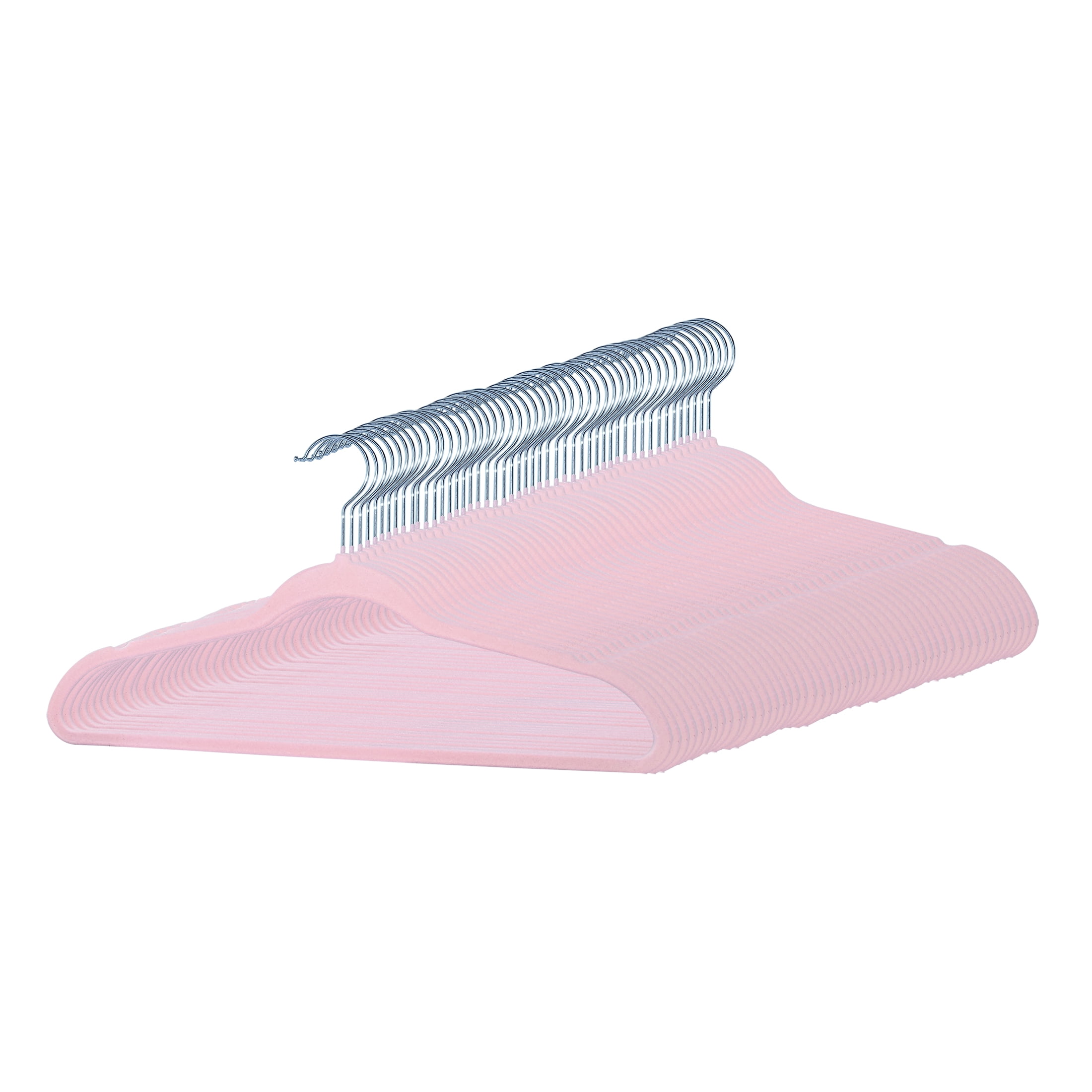 ClosetSelect Velvet Hangers for Any Clothing Type, Pink 50 Count