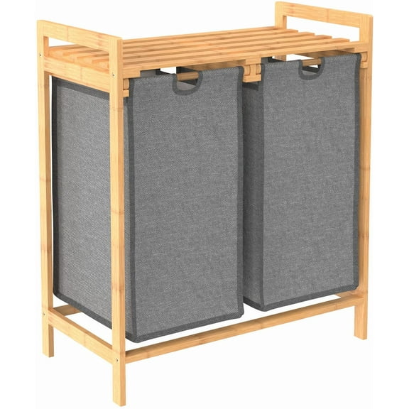 Closetmaid 10000-02531 Bamboo 25" Wide Double Hamper Laundry Sliding Baskets Storage -