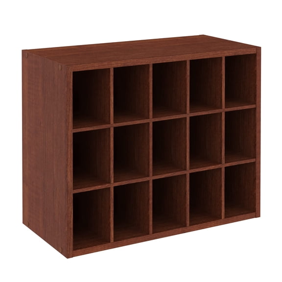 Closetmaid 15 Cube Stackable Storage Organizer For Shoes  Bags Crafts Hobbies With Wood Shelves Closet Entryway Or Mudroom Dark Cherry