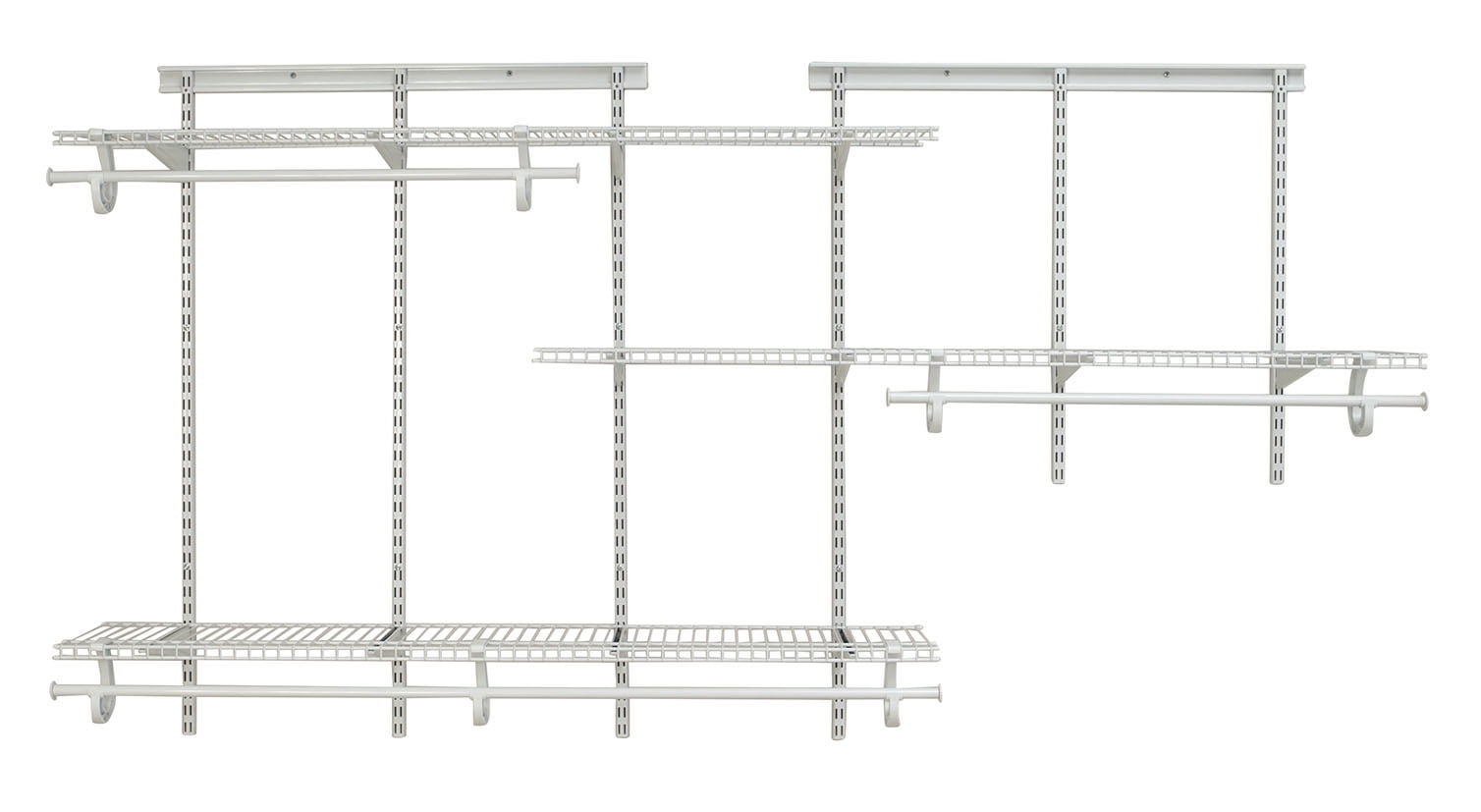 ClosetMaid ShelfTrack Wire Closet Organizer System, Adjustable from 5 to 8  Ft., With Shelves, Clothes Rods, Shoe Shelf, Hardware, Durable Steel, White