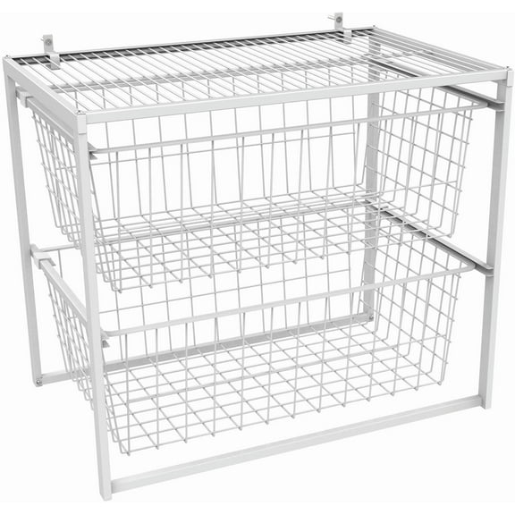 Closetmaid 432300 Double 21-3/4" Wide 2 Tier Wire Basket Closet Pantry Laundry Organizer -