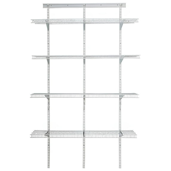 Closetmaid Multi-Purpose Four-Shelf Wire Organizing Kit, White, 150 pound capacity