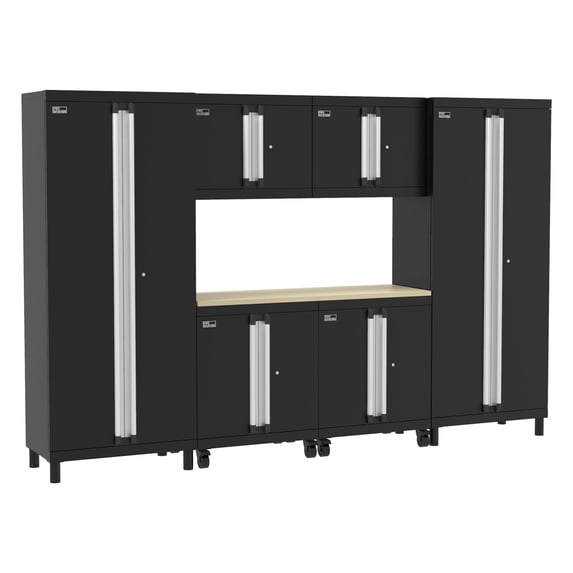 Closetmaid 1085240 Progarage 7 Piece Steel Garage Workshop Storage Cabinet System - Black