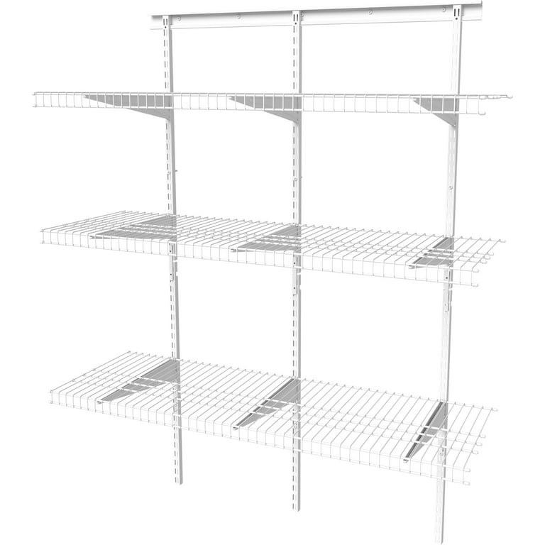Closetmaid Shelftrack Multi-Purpose Adjustable Wire 3 Closet Shelves Kit,  White, 150 pound capacity 
