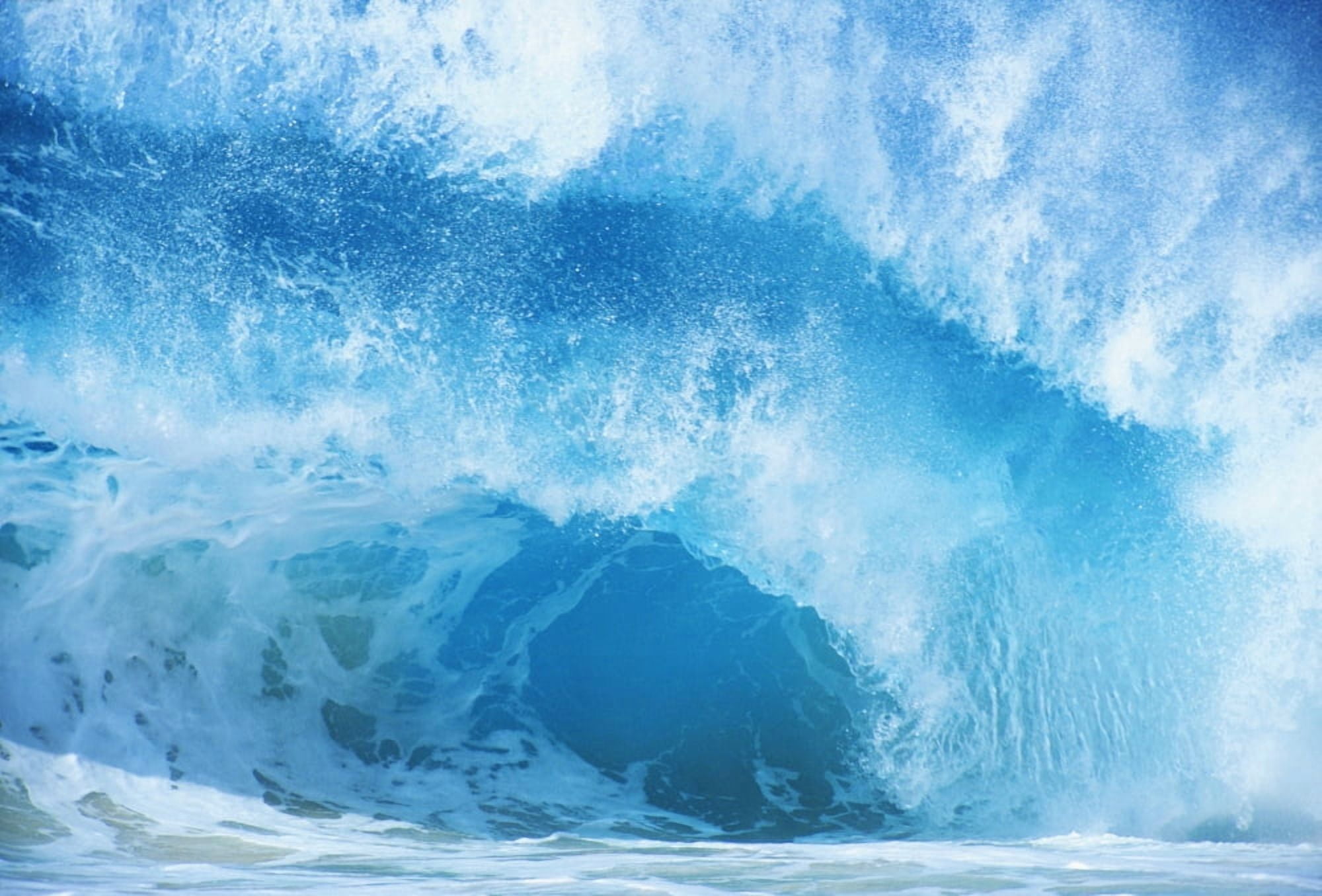 Closeup Of Crashing Blue Wave Canvas Art - Vince Cavataio  Design Pics (18 x 12)