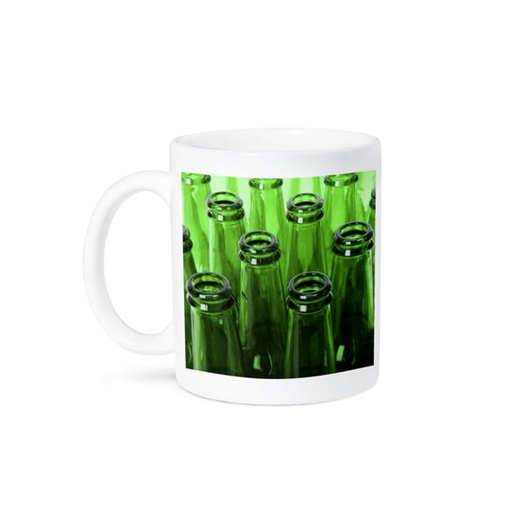 Closeup Of Green Beer Bottles, 11oz Mug