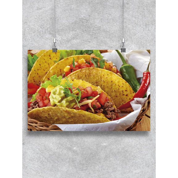 Closeup Of Mexican Food Tacos Poster -Image by Shutterstock