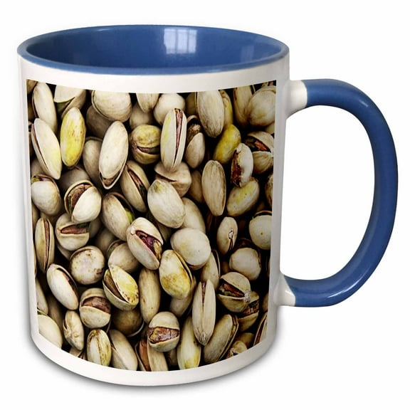 3drose, Closeup of Pistachios, 11oz Two-tone Blue Mug