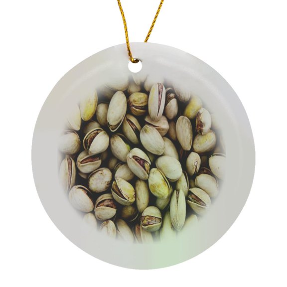 3drose, Closeup of Pistachios, Circle Porcelain Ornament