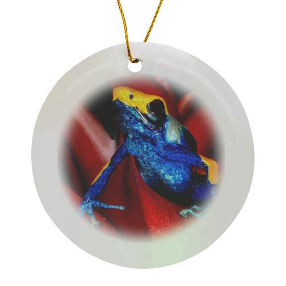 3drose, Closeup of Poison Dart Frog on Plant., Circle Porcelain Ornament
