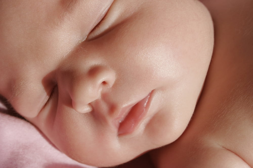 Closeup Of Sleeping Babys Face Canvas Art - Christine Mariner Design Pics (34 x 22)