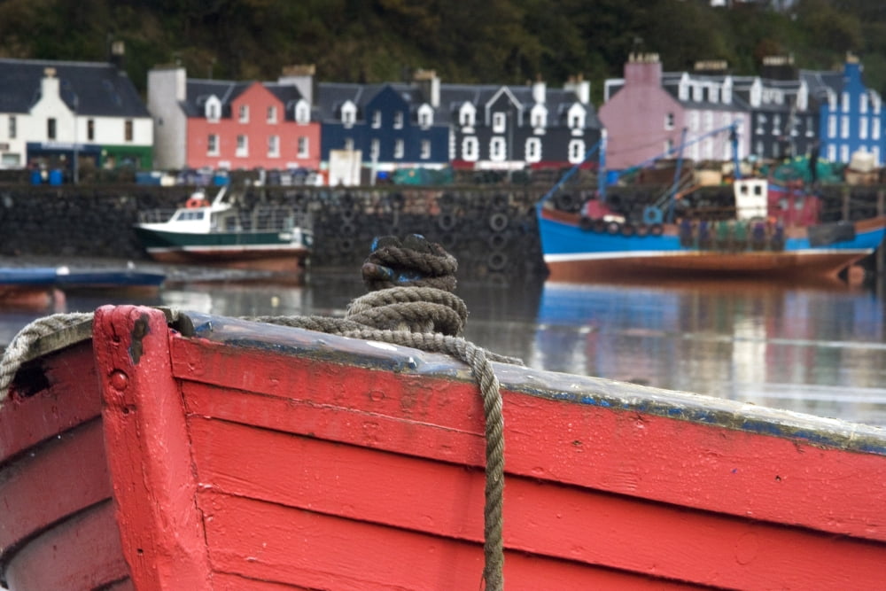 Closeup Of The Bow Of A Boat Tobermory Isle Of Mull Scotland Canvas Art - John Short Design Pics (34 x 22)