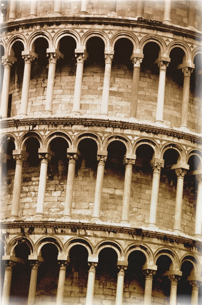 Closeup Of The Leaning Tower Of Pisa Tuscany Italy Canvas Art - Carson Ganci Design Pics (11 x 17)