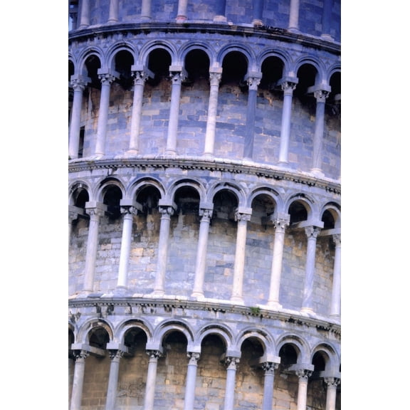Closeup Of The Leaning Tower Of Pisa Tuscany Italy Canvas Art - Carson Ganci Design Pics (11 x 17)